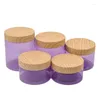 Bouteilles de rangement faux couvercle en bois de compagnie de compagnie jars cosmétiques contenant 100g 120g 150g 200g 250g vide vide creux pourpre cème crème bouteille en plastique pot avec