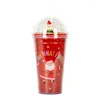 Water Bottles 450ml Coffee Straw Cup With Lid Xmas Santa Snowman Reusable Christmas Tumbler