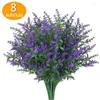 Decoratieve bloemen kunstmatige lavendel boeket uv resistent struiken planten geen fade outdoor nep tuin veranda raamkast huis bruiloft decor