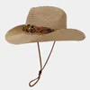 Berets 2024 Blendle Stylish Western Cowboy Hat Kobiet Kobiety Letnie festiwale i podróż Travel Cow Boy