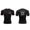 Herrt-shirts komprimerade snabbtorkning av t-shirt Mens som kör sport tight short t-shirt herr gym topp j240419