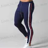 Herrbyxor joggar män randiga tröjor casual långa byxor män som kör träningsbana Trousers T240420