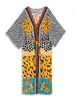 Летняя пляжная одежда прикрытие Boho Multicolor Print Plus Size Kimono House Dress 2024 Женские праздничные купальные купальники.