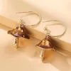 Boucles d'oreilles en peluche mignonne pour les femmes coréens champignons branchés émail rose violet accessoires verts accessoires de cadeaux bijoux