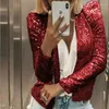 Women's Jackets Women Fashion Long Sleeve O-neck Sequins Jacket Lady Elegant Solid Cardigan Female Spring Autumn Chic Short Coat Top