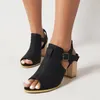Scarpe eleganti donne sandali 2024 tacchi alti grossi estivi Soild gladiator a punta aperta fibbia nera con cerniera sandalias de mujer