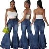 Jeans femininos elegantes jeans largos calças de perna larga alta lavagem 2024 Summer Fashion Fashion Workoutwear Activewear Slim Troushers