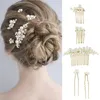 Haarclips 5 stks Crystal Peal Pearl Comb Hoofdband Haarden Haarbanden Huwelijksjuwelen Hoofdkleding Brutelkoersaccessoires