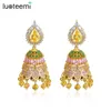 Dangle Earrings LUOTEEMI Gold Color Style Bell Shape Big Drop For Wome Wedding Party Colorful CZ Fashion Jewelry Brincos