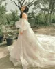 Вечеринка фантастические свадебные платья из-за плечо-пузырькового рукава аппликация