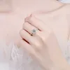 Bagues de mariage Loriele Moisanite Ring Moisanite Diamond Halo Engagement Ring Rhodium plaqué Silver Promise Prom Widding For Women 240419