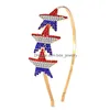 Clips de cheveux Barrettes Indépendance Jour en alliage Rigiane pentagramme Band 4ème de Jy National American Flag Color Crown Jewelry Wom Dhzue