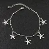 Anklets 1pc Stainless Steel Link Cable Chain Anklet Shell Star Dolphin Charms Silver Color Women Beach Barefoot Sandal Jewelry