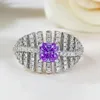 Anelli a grappolo 2024 S925 Silver Fashion Mancute Style 5 mm 5mm Purple Diamond Anello per bellezza europea