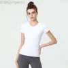 Desginer alooo yoga topp skjorta kläd kort kvinna alosuit kvinnor kort ärm topp rund nacke sexig fitness kostym sport t-shirt ny smal passform