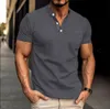 Summer New Horse Jersey Mens Casual Polo Pocket V Budle Business Couleur solide avec T-shirt Top 240415