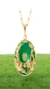 女性用の14Kゴールドネックレスエメラルドペンダント贅沢コルガンテDE 925 MUJER GREEN JADE EMERALD PENDANT TOPAZ GEMSTONE NECKLACES CX22592093