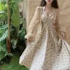 Ensemble de robes Femmes licou floral Mid-Calf Minage mince de crème solo semi-transparent 2pcs Sweet Elegant Summer Lady Wear 240410