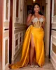 2024 sexy arancione africano abito compleanno sirena sirena innamorati cristalli perle a fessura di abiti da festa formali per ragazze flitte.