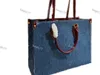 2024 Mode -Denim -Designer -Taschen Orignal 7A hohe Qualität niemals Einkaufstasche Luxus Doppelgriff einfach klassische Buchstaben Voll Handtaschen Echte Leder -Crossbody -Tasche