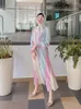 Vêtements ethniques Eid Stripe Kimono Abaya Dubai Luxury 2024 Turkey Muslim Modest Shirt Robe Kebaya Islam For Women Robe Femme Musulmane