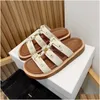 Slipare av högsta kvalitet Gladiator Sandal Slipper Designer Women Leather Casual Shoes Luxury Beach Outdoors Flat Slide Summer Platform S DHW2I