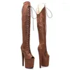 Dance Shoes Fashion Women 20CM/8inches Suede Upper Plating Platform Sexy High Heels Thigh Boots Pole 182