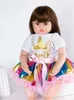 Baby Roupas novas de um ano Harper Bow moda Salia arco -íris elegante para crianças