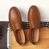 Casual Shoes Men Leather Round Head Lightweight Simple Summer Business Gent Durable Versatile