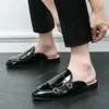 Casual schoenen half mannen muilezels slippers loafers mannelijke mode sociaal octrooi lederen mocassins slip-on ademende