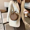 Schoudertassen Dames Simple Solid Round Round Messenger Bag Designer Leer PU Handtas voor vrouw Luxe ritswortel Women 2024