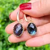 Dangle Earrings SAY 5Colors Geometric Metal Oval Inlaid Crystal Black Green Glass Pendant Ladies Party Fashion Accessories