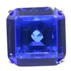 Cluster Rings 22x22mm Big Gemstone Square Shape 12.8g Rich Blue Violet Tanzanite London Topaz Females Wedding Daily Wear Silver