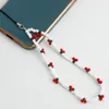 Keychains Perles de riz blanc Per perle Téléphone mobile Lonyard pastoral Red Cherry Cute Sac Hanging Decoration