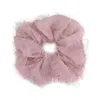 Women Solid Color Scrunchies Korean Girls Bright Silk Fringe Elastic Hair Band Black Blue Pink Beige Green Hair Accessories