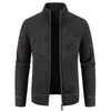 Herrtröjor Spring Winter Mens tröja Cardigan 2024 Fashion Men Slim Fit Stand Collar dragkedja Knit Mannen Pure Color Jacket