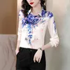 Brand Mulberry Silk Shirt Womens 2024 Primavera e outono Elegant Elegance Moda Longa Moda Impressa Top