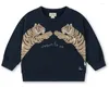 Kledingsets op voorraad KS Kid Sweaters Pantset 2024 Autumn Winter Brand Boy Sweatshirts Jacket broek Pak Fashion Swan Print Girls Jurk