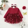 Girl's jurken Babyjurken voor meisjes lente herfst meisje jurk kind baby zoete prinses jurk baby mode meisje mesh vlinder pasgeboren jurk d240423