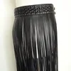 Sexig lång frans läderbälten svart designer ceinture femme studs punk dubbel stift spänne plus storlek midjeband kvinnor s/m/l/xl 240410