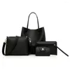 Bag 4pcs Frauen Muster Leder Handtasche Crossbody Messenger Card Paket Solid Reißverschluss elegante Damen Handtaschen Set #s