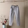 Women's Pants Spring Autumn Solid Color Comfortable Harem Ladies Simplicity Elastic Waist Clothing Flax Pocket Trousers