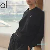 Al-Yoga Crew Neck Dullover Warm Sweatshirts Silver 3D Logo op borst losse zweetkleding unisex Casual top Fashion Outsed Wear Jacket0