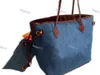 2024 Mode -Denim -Designer -Taschen Orignal 7A hohe Qualität niemals Einkaufstasche Luxus Doppelgriff einfach klassische Buchstaben Voll Handtaschen Echte Leder -Crossbody -Tasche