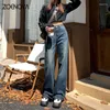 女子ジーンズゼノバ2024 Y2Kハイウエストストレートマイクロフレアパンツ韓国スタイルワイドレッグベーギーフェムストリートウェアファッション服
