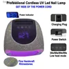 Nagelorter 96W UV LED -nagellampa med strass 19200mAh Protectable laddningsbara trådlösa nageljus med LED Touch Scree 4 timerinställning Y240419