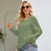 Women's T Shirt sexy Tees Hollow out knitted sweater for women in autumn and winter 2024 new loose round neck sweater long sleeved top underneath Plus Size tops