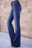 Frauen Jeans blau leicht ausgestellte Frauen hohe Taille Retro Stretch Jeanshose Y2K Streetwear Wäsche weibliche Freizeithosen