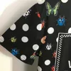 New Seven Star Ladybird Butterfly Polka Dot Print Slim Short Sleeve T-shirt, black, SML,