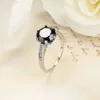 Solitaire Ring Novo 925 Silver Solitaire Round Natural Black Stone Ring For Women Fine Jewelry Anniversary Gifts Wholesale D240419